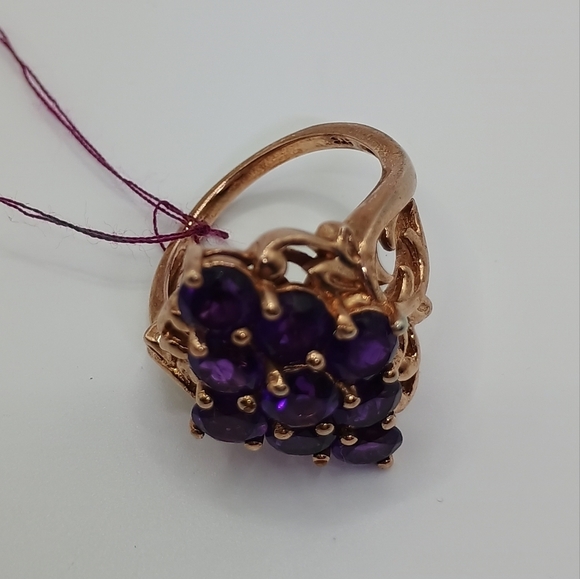 Purple Gemstone Gold Plated Sterling Silver Ring Size 9 - Picture 8 of 8